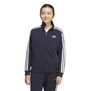 アディダス adidas　スリーストライプス ルーズフィット ダブルニット トラックトップ ブラック/ホワイト JW9786 レディース 詳細8