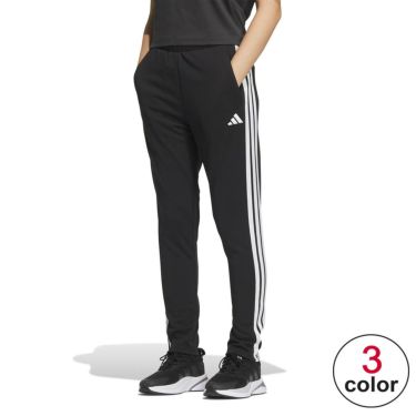 アディダス adidas　スリーストライプス レギュラーフィット ダブルニット トラックパンツ ブラック/ホワイト JW9789 レディース