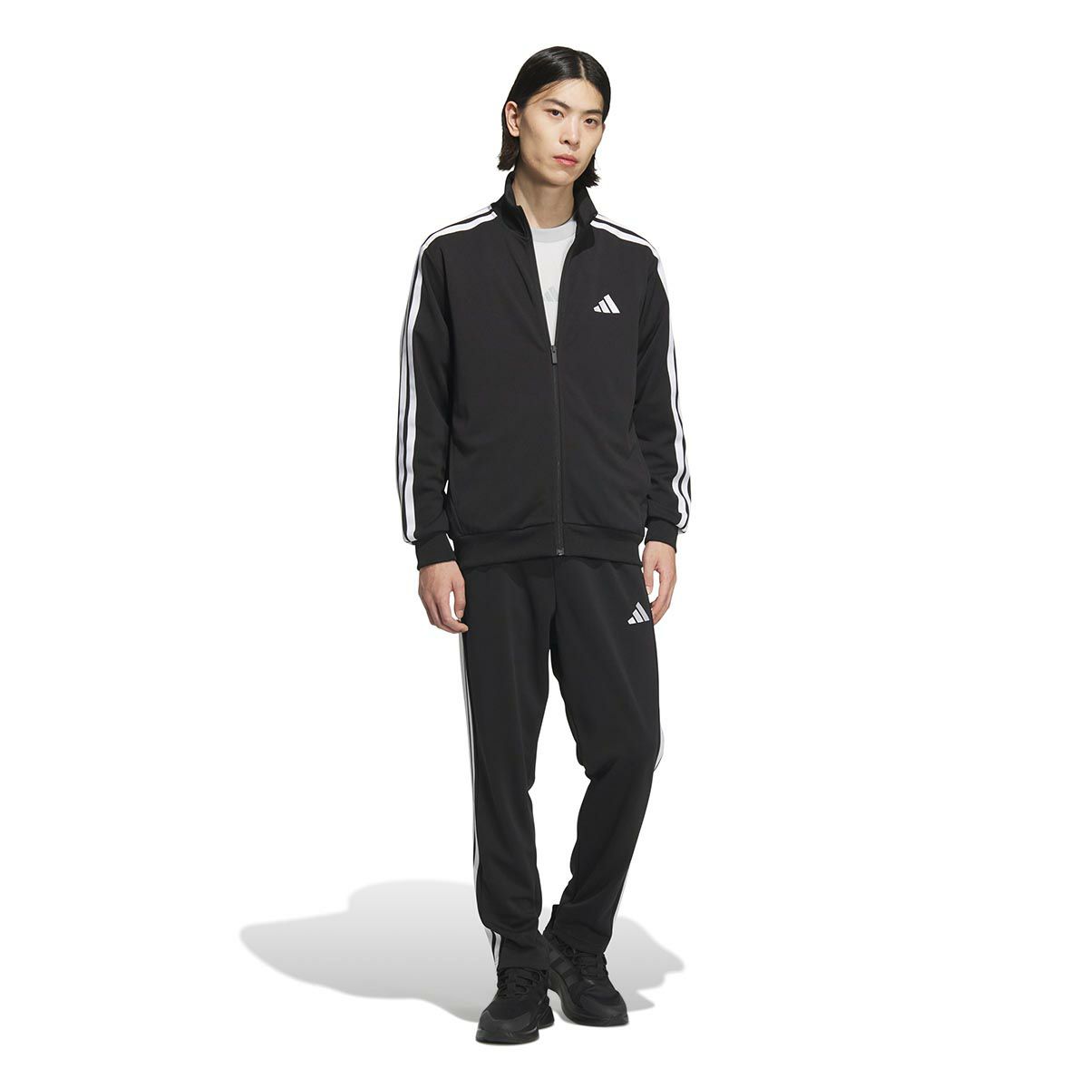 アディダス adidas　スリーストライプス レギュラーフィット ダブルニット トラックジャケット ブラック/ホワイト JV6977 メンズ 詳細5