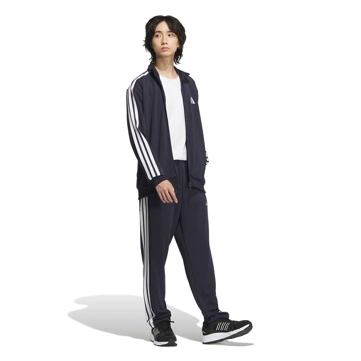 アディダス adidas　スリーストライプス レギュラーフィット ダブルニット トラックジャケット ブラック/ホワイト JV6977 メンズ 詳細10