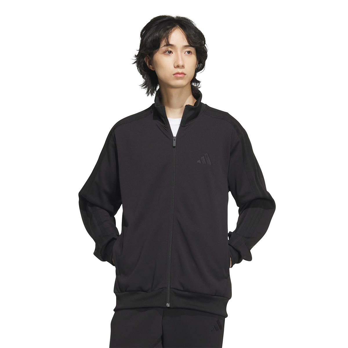 アディダス adidas　スリーストライプス レギュラーフィット ダブルニット トラックジャケット ブラック/ホワイト JV6977 メンズ 詳細18