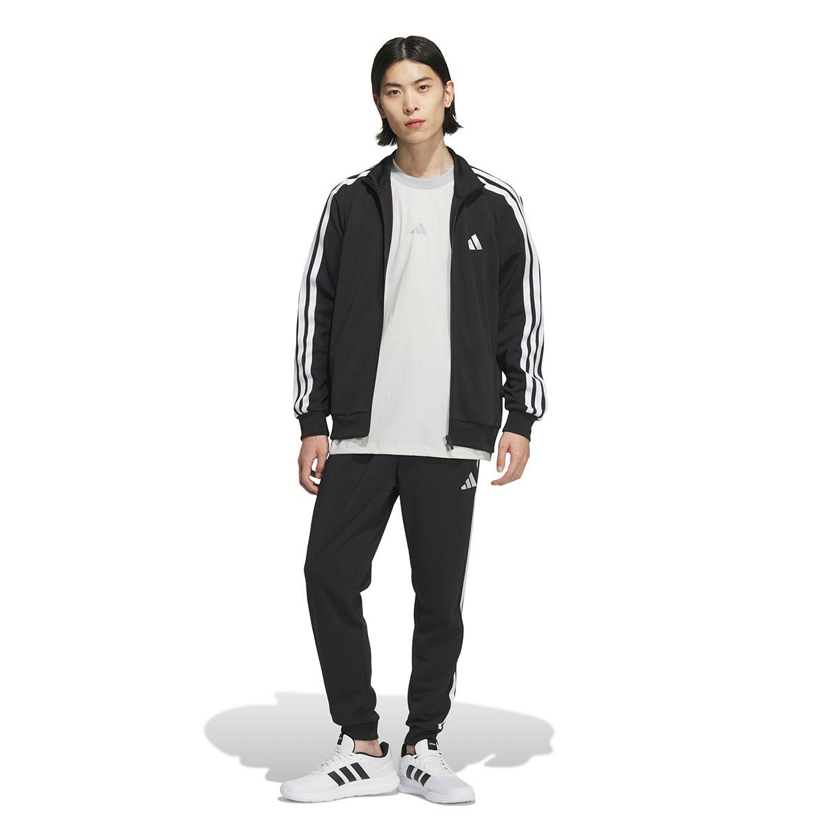アディダス adidas　スリーストライプス レギュラーフィット ダブルニット トラックカフパンツ ブラック/ホワイト JV6986 メンズ 詳細5