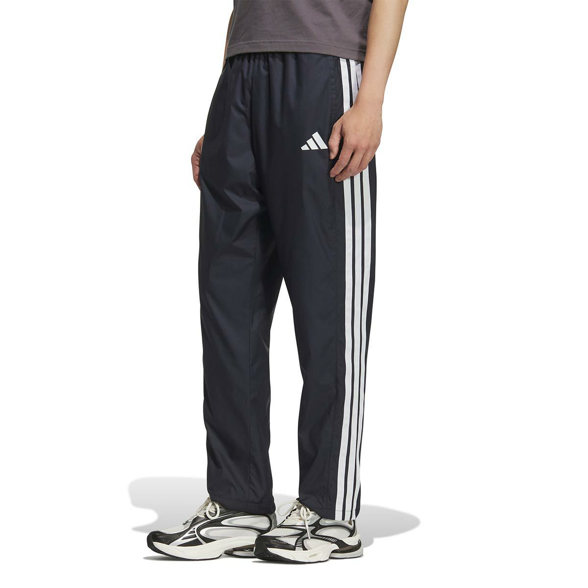 アディダス adidas　スリーストライプス ルーズフィット 起毛トリコット裏地付き フルレングス オープンヘム ウィンドパンツ ブラック JZ8773 詳細8