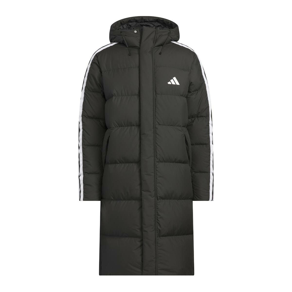 アディダス adidas　スリーストライプス レギュラーフィット ロング ダウン コート ブラック JZ8731 メンズ 詳細2