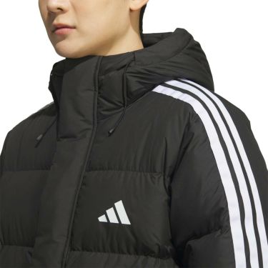 アディダス adidas　スリーストライプス レギュラーフィット ロング ダウン コート ブラック JZ8731 メンズ 詳細6
