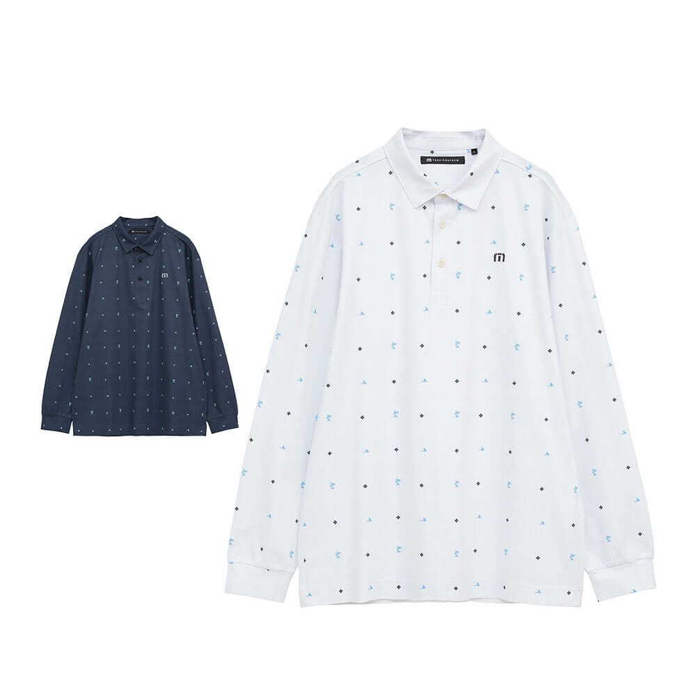 トラヴィスマシュー Travis Mathew　メンズ モノグラムプリント 長袖 ポロシャツ 7AM018　2025年モデル