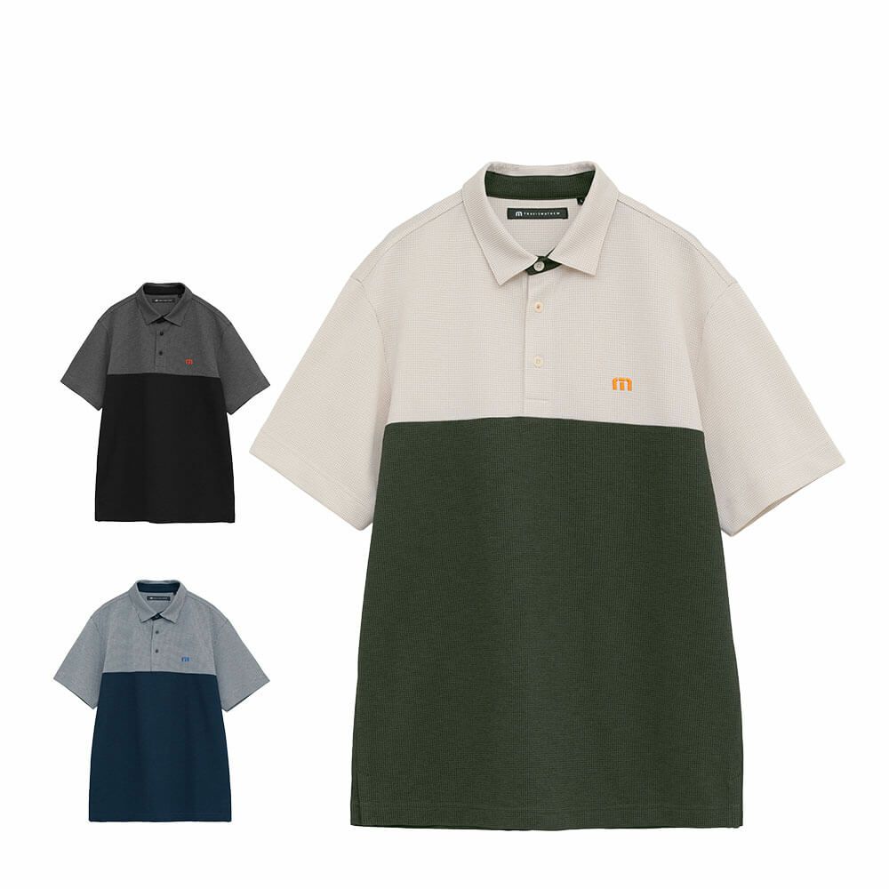 トラヴィスマシュー Travis Mathew　メンズ ハウンドトゥース バイカラー 涼感 半袖 ポロシャツ 7AM054　2025年モデル