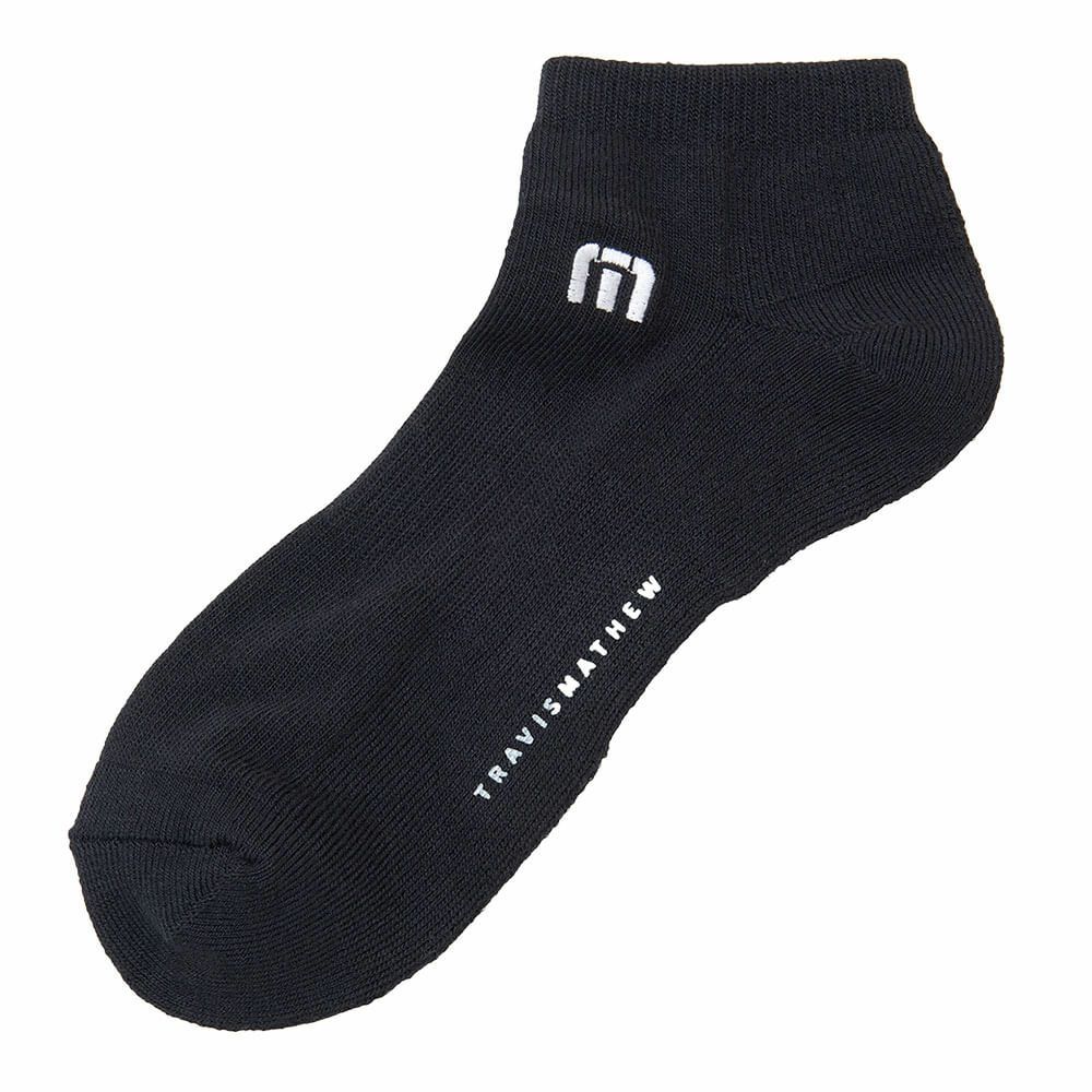 トラヴィスマシュー Travis Mathew　メンズ Mロゴ アンクル ソックス 7AM090 0BLK ブラック　2025年モデル ブラック