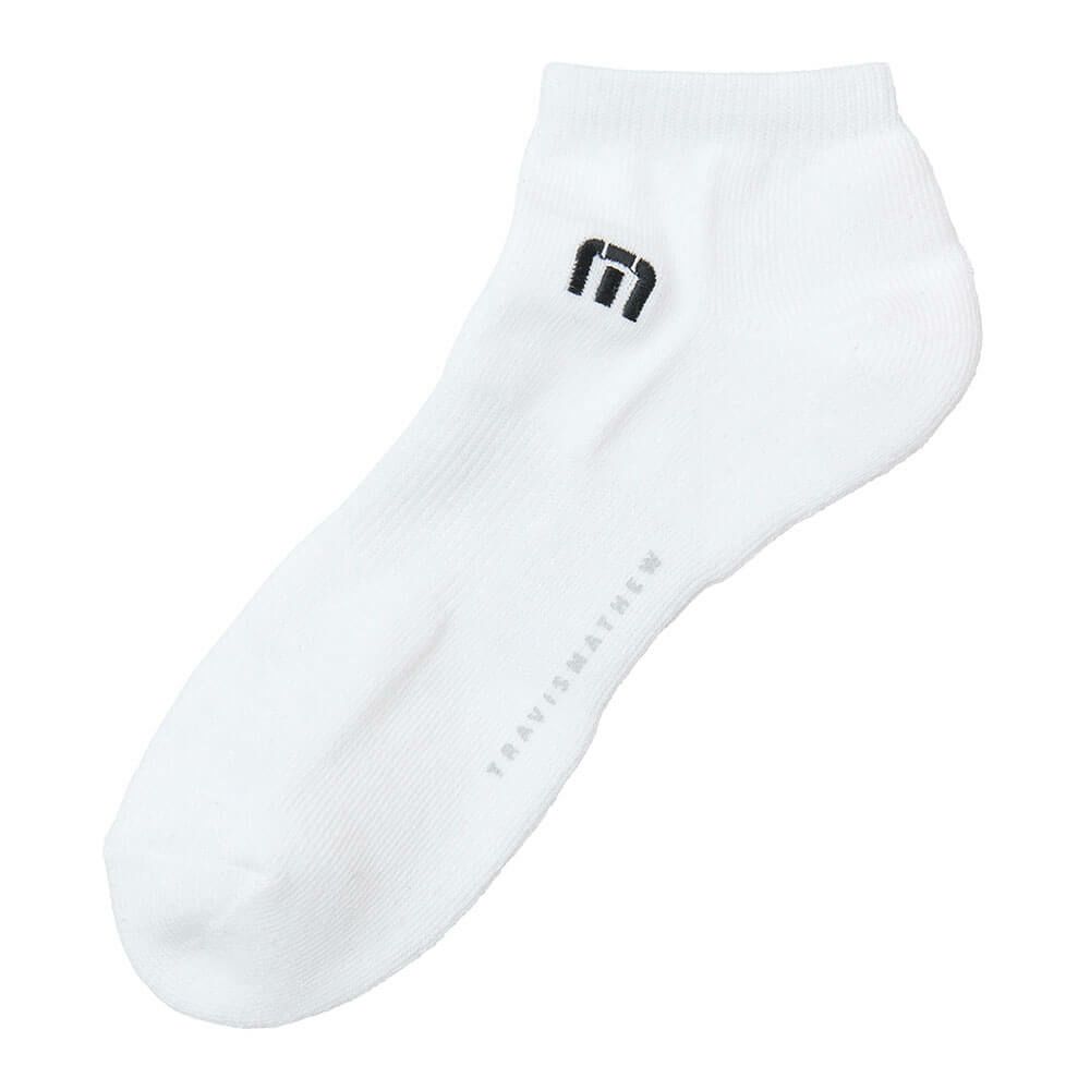 トラヴィスマシュー Travis Mathew　メンズ Mロゴ アンクル ソックス 7AM090 1WHT ホワイト　2025年モデル ホワイト