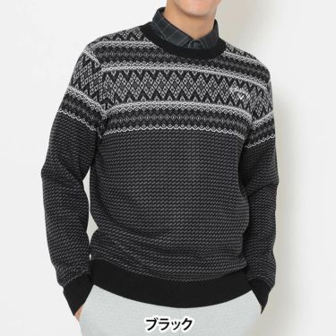 キャロウェイ Callaway　メンズ ノルディック柄 長袖 クルーネック ニット セーター C25218103　2025年モデル ブラック
