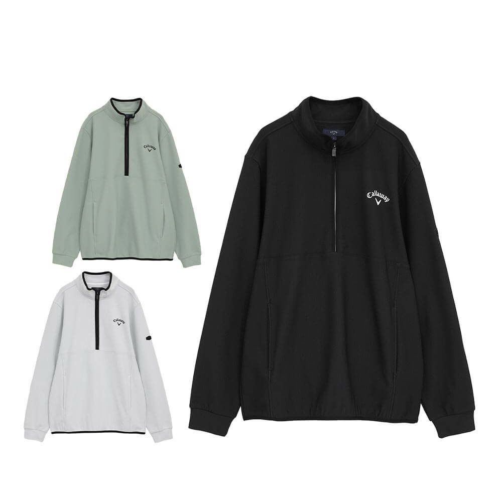 キャロウェイ Callaway　メンズ 裏起毛 長袖 ハーフジップ モックネック シャツ C25233109　2025年モデル