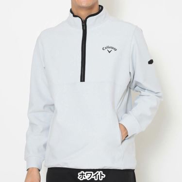 キャロウェイ Callaway　メンズ 裏起毛 長袖 ハーフジップ モックネック シャツ C25233109　2025年モデル ホワイト