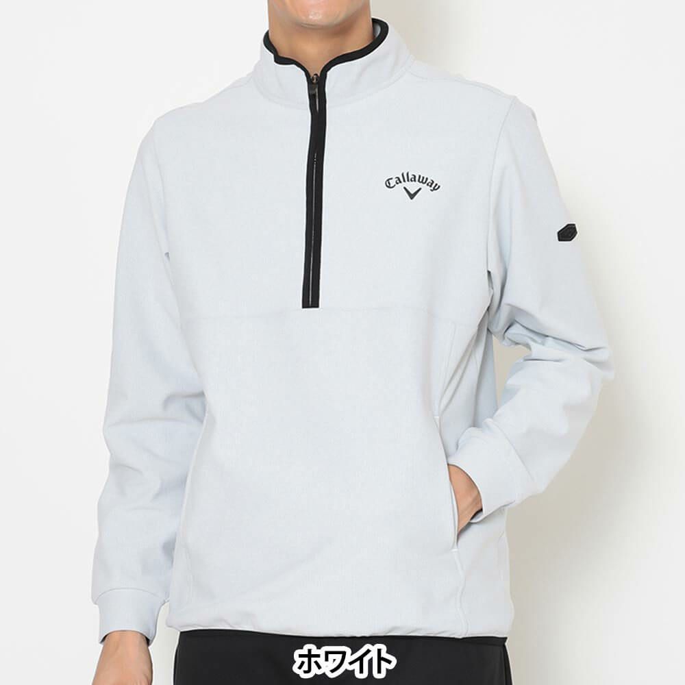 キャロウェイ Callaway　メンズ 裏起毛 長袖 ハーフジップ モックネック シャツ C25233109　2025年モデル ホワイト