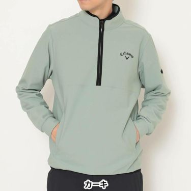 キャロウェイ Callaway　メンズ 裏起毛 長袖 ハーフジップ モックネック シャツ C25233109　2025年モデル カーキ