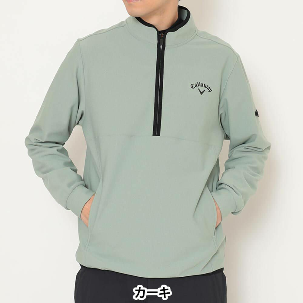 キャロウェイ Callaway　メンズ 裏起毛 長袖 ハーフジップ モックネック シャツ C25233109　2025年モデル カーキ