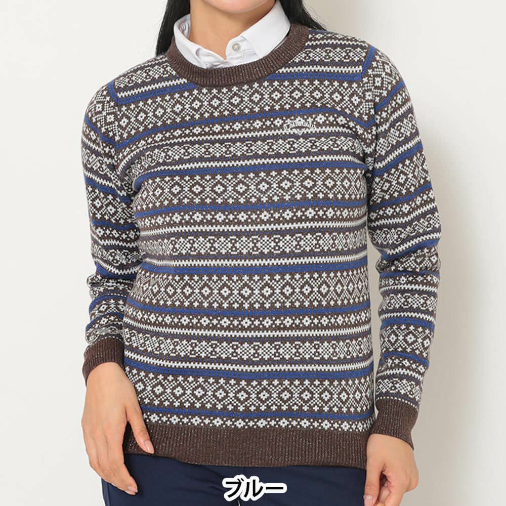 キャロウェイ Callaway　レディース ノルディック柄 長袖 クルーネック セーター C25218200　2025年モデル 詳細11