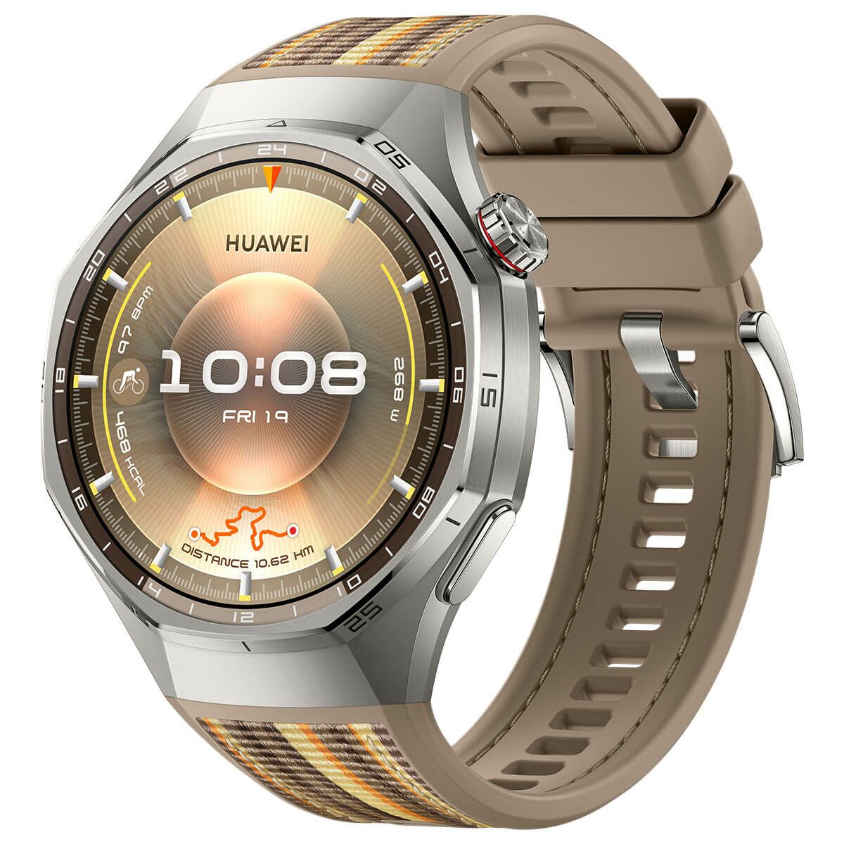 HUAWEI ファーウェイ　GT6 PRO 46mm ブラウン スマートウォッチ コンポジットウーブンベルト　ATMB29BRW サファイアガラス ゴルフ対応 腕時計型 GPSゴルフナビ 距離計測器 BRW