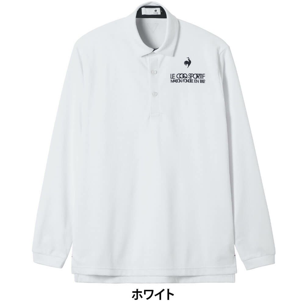 ルコック Le coq sportif　メンズ トライアングル ジャガード 長袖 ポロシャツ LG5FLS07M　2025年モデル ホワイト