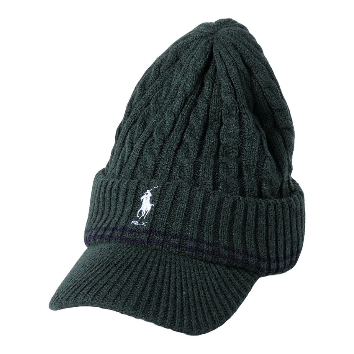 RLX GOLF Polo　メンズ ケーブルニット つば付き キャップ RMF2501 GR グリーン グリーン