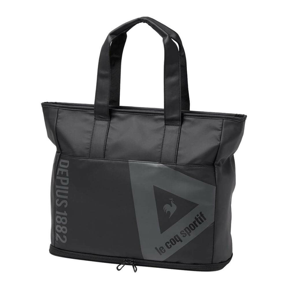 ルコック Le coq sportif　メンズ トライアングルデザイン 多収納 トートバッグ LG5FTT00M BK00 ブラック　2025年モデル ブラック