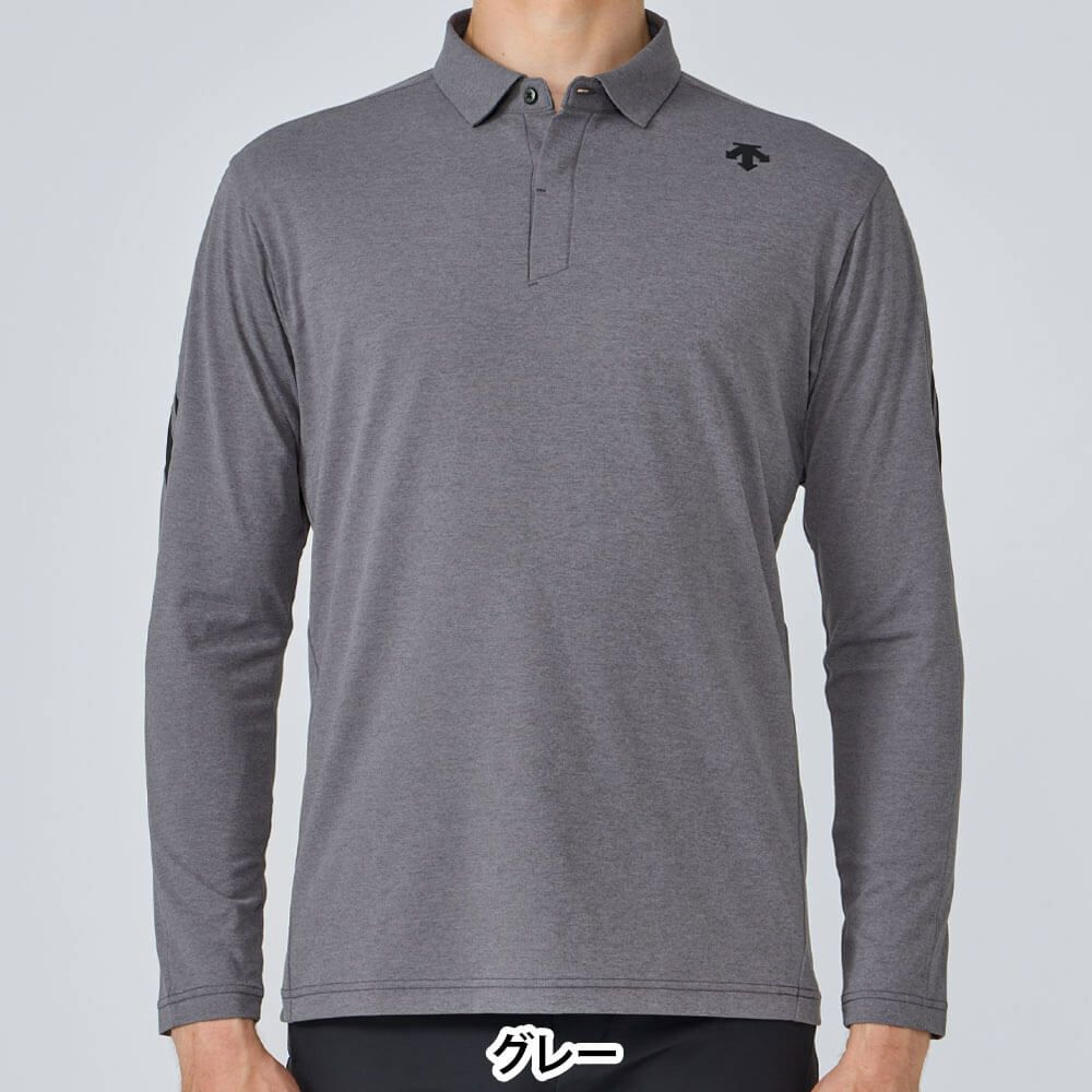 デサントゴルフ DESCENTE GOLF　メンズ ロゴデザイン 長袖 ポロシャツ DG5FLS01M　2025年モデル グレー 詳細1