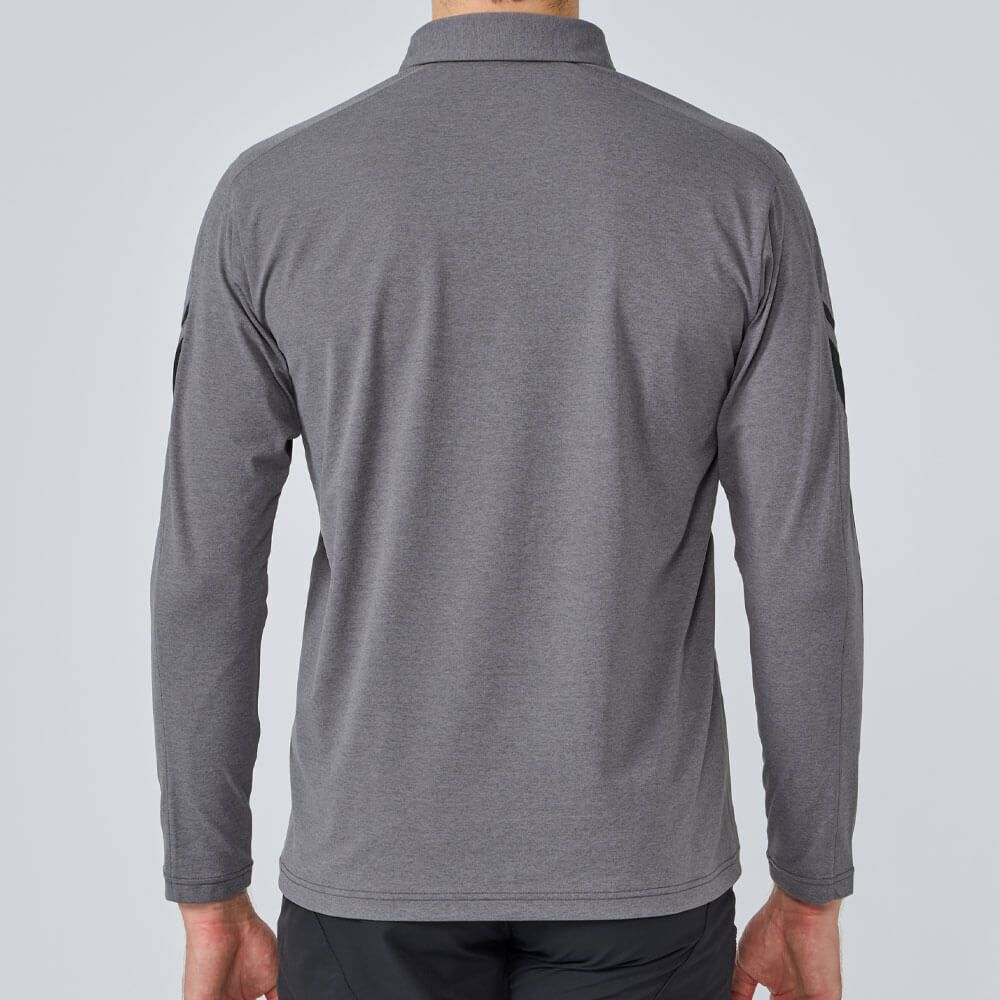 デサントゴルフ DESCENTE GOLF　メンズ ロゴデザイン 長袖 ポロシャツ DG5FLS01M　2025年モデル グレー 詳細2