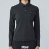 デサントゴルフ DESCENTE GOLF　レディース 胸ジップポケット付き 長袖 ポロシャツ DG5FLS50L　2025年モデル ブラック　詳細1