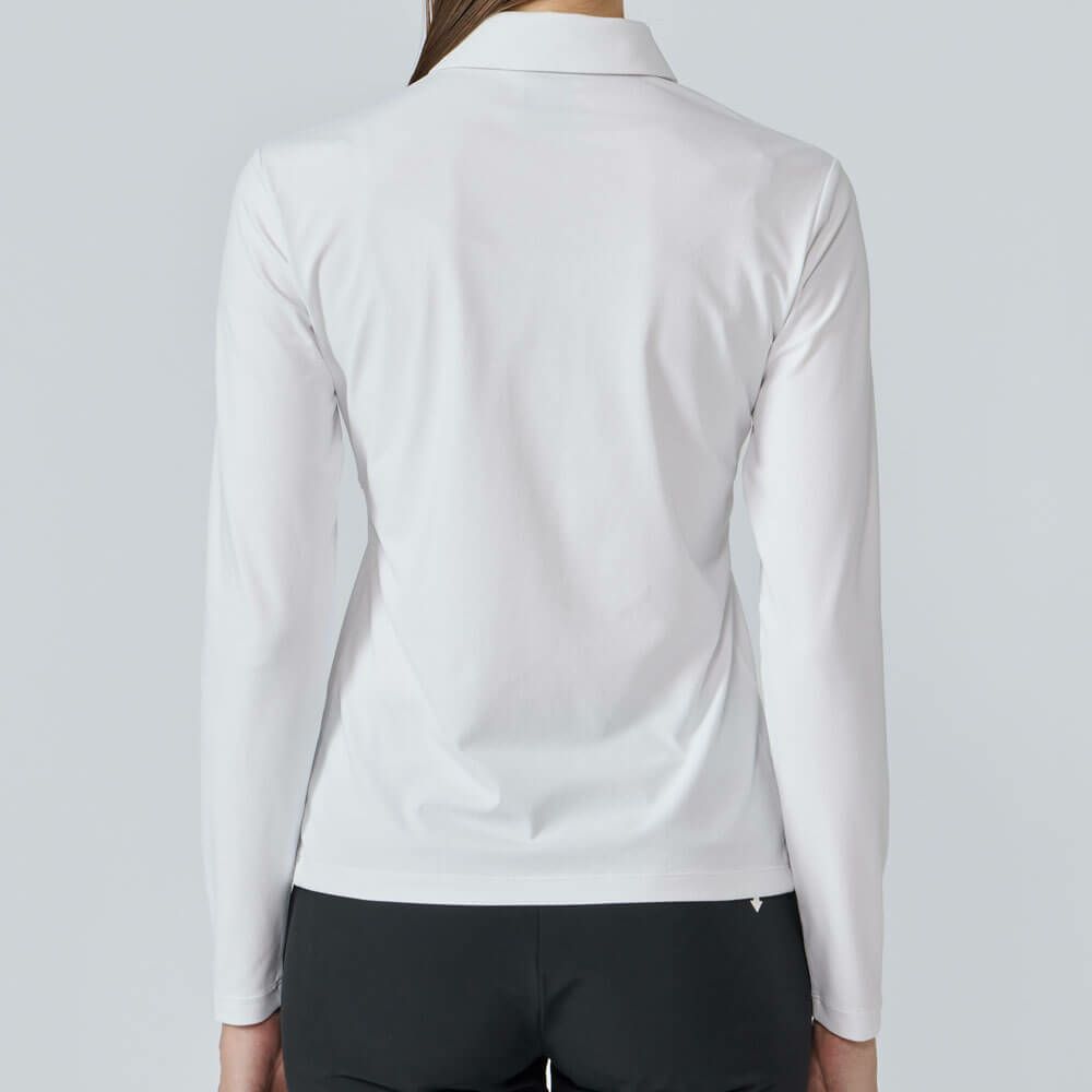 デサントゴルフ DESCENTE GOLF　レディース 胸ジップポケット付き 長袖 ポロシャツ DG5FLS50L　2025年モデル ホワイト　詳細2