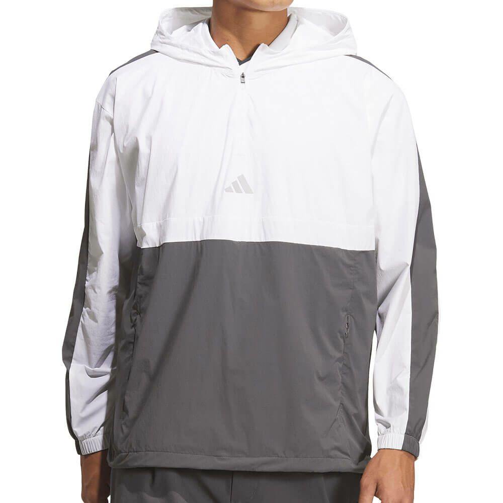 アディダス adidas　メンズ クオータージップ フード 長袖 プルオーバー JUW87　2025年モデル ホワイト 詳細2