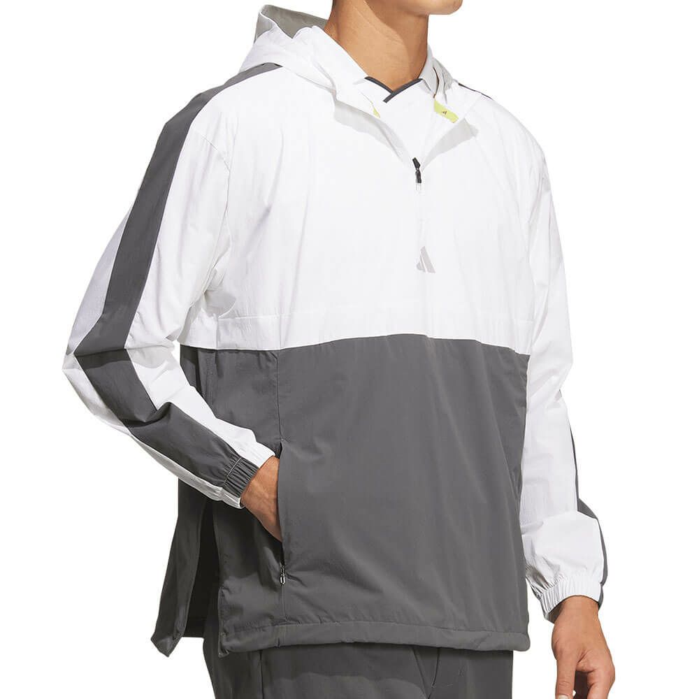 アディダス adidas　メンズ クオータージップ フード 長袖 プルオーバー JUW87　2025年モデル ホワイト 詳細4