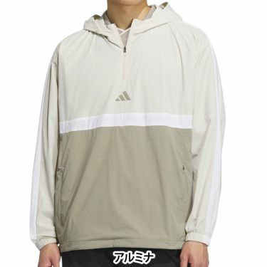 アディダス adidas　メンズ クオータージップ フード 長袖 プルオーバー JUW87　2025年モデル ホワイト 詳細7