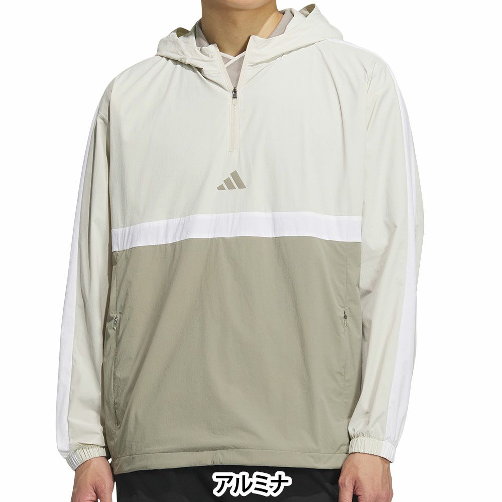 アディダス adidas　メンズ クオータージップ フード 長袖 プルオーバー JUW87　2025年モデル ホワイト 詳細7
