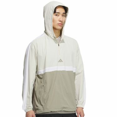 アディダス adidas　メンズ クオータージップ フード 長袖 プルオーバー JUW87　2025年モデル ホワイト 詳細9