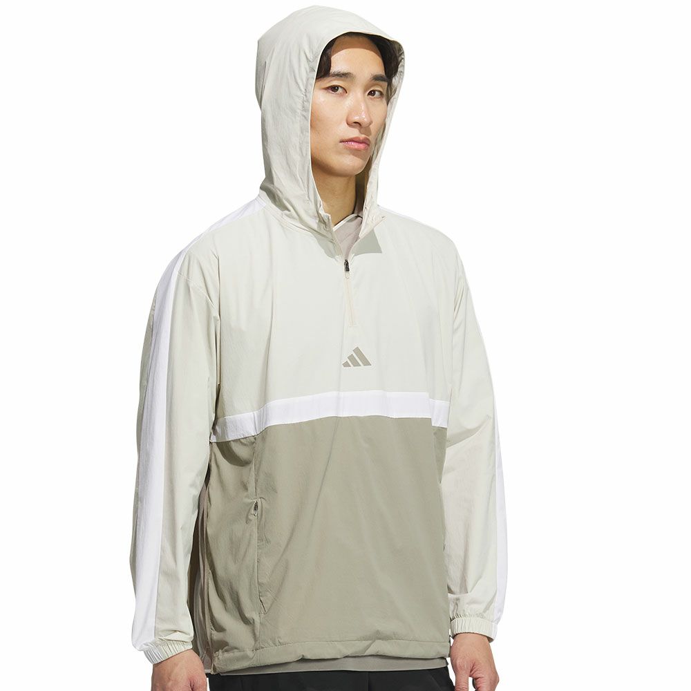 アディダス adidas　メンズ クオータージップ フード 長袖 プルオーバー JUW87　2025年モデル ホワイト 詳細9