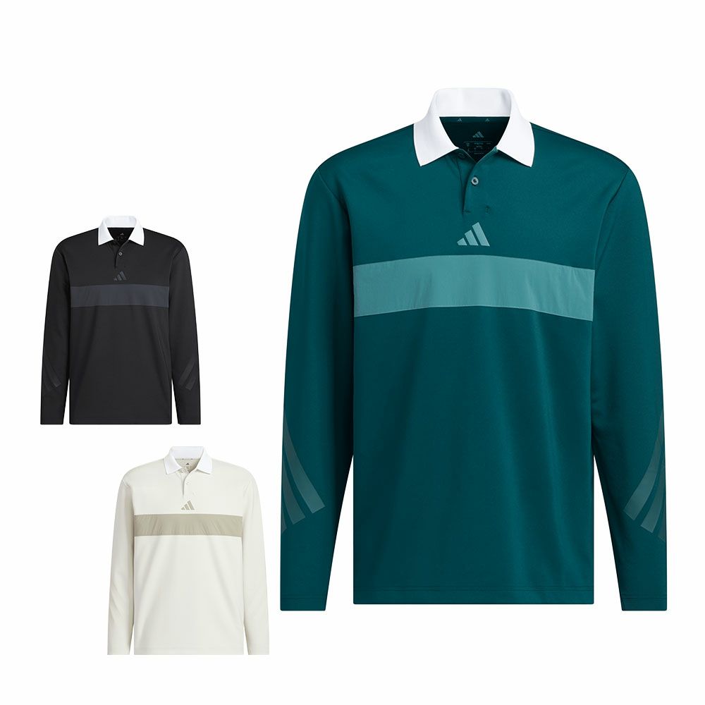 アディダス adidas　メンズ ビヨンド ザ コース カラーブロック 長袖 ポロシャツ JUW95　2025年モデル