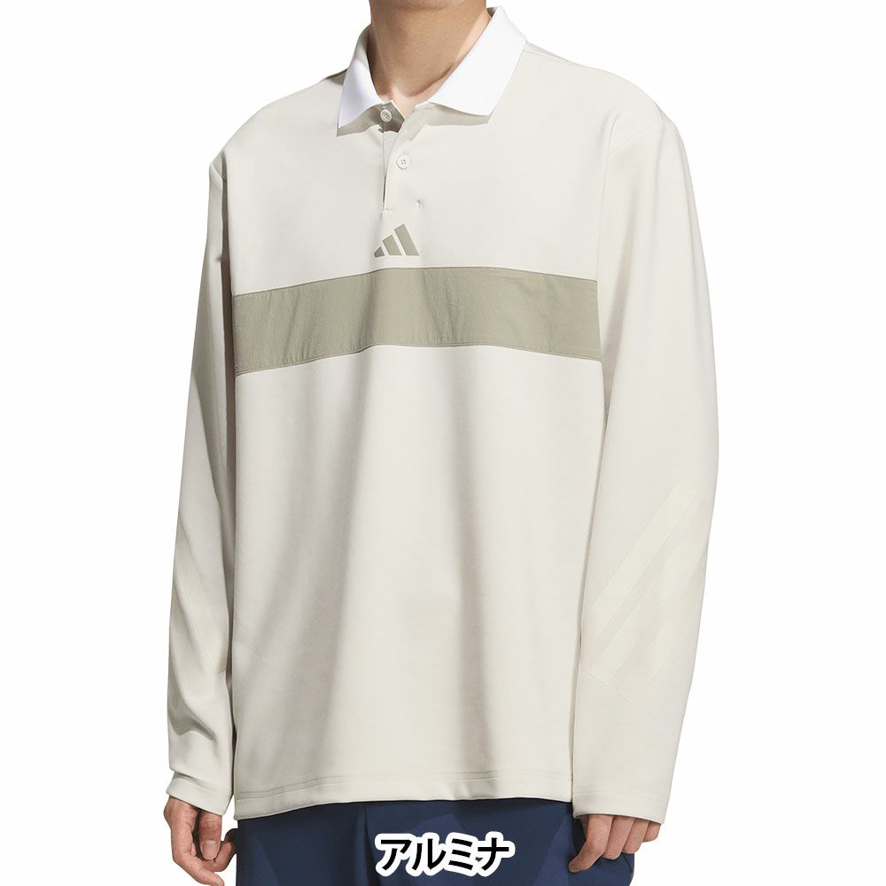 アディダス adidas　メンズ ビヨンド ザ コース カラーブロック 長袖 ポロシャツ JUW95　2025年モデル アルミナ 詳細2