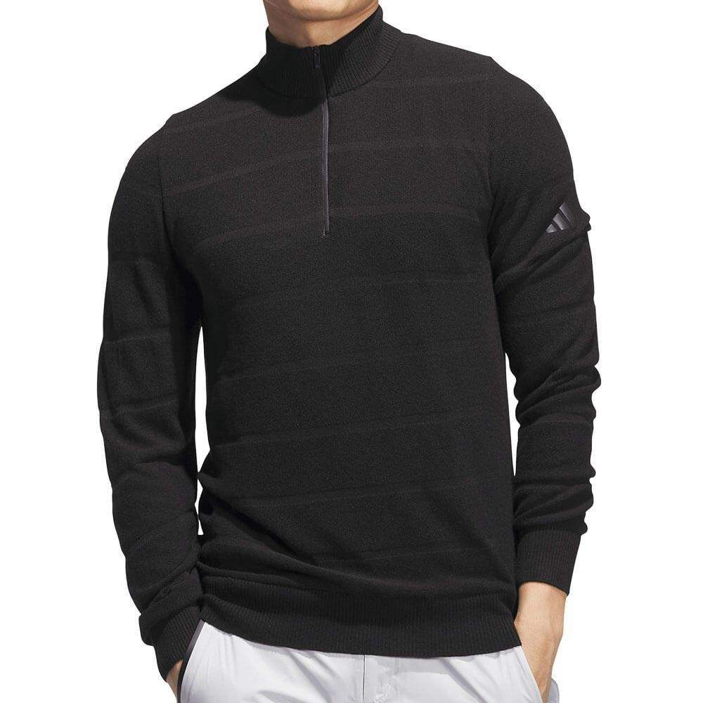 アディダス adidas　メンズ アディゼロ 長袖 ハーフジップ セーター JVU55　2025年モデル ブラック 詳細2
