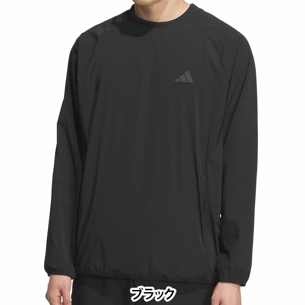 アディダス adidas　メンズ 撥水 スリーストライプス 長袖 プルオーバーウィンド JVU99　2025年モデル ブラック 詳細2