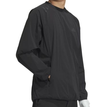 アディダス adidas　メンズ 撥水 スリーストライプス 長袖 プルオーバーウィンド JVU99　2025年モデル ブラック 詳細4