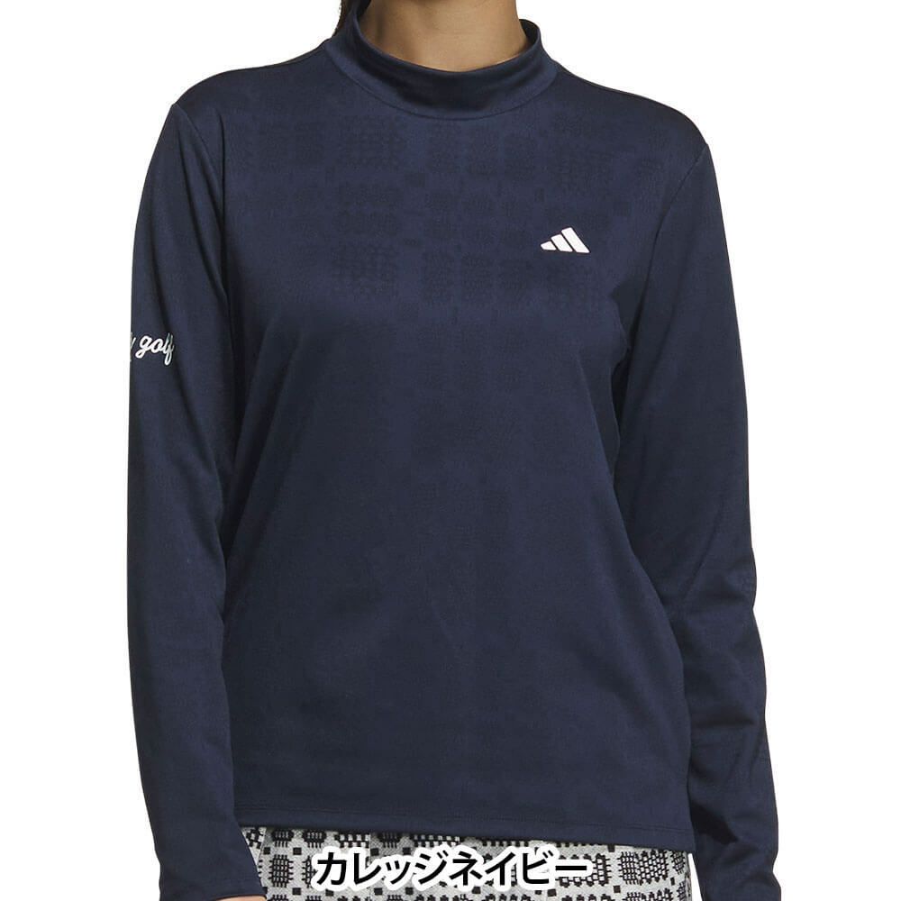 アディダス adidas　レディース ジャカード 長袖 モックネック シャツ JWJ97　2025年モデル 詳細2