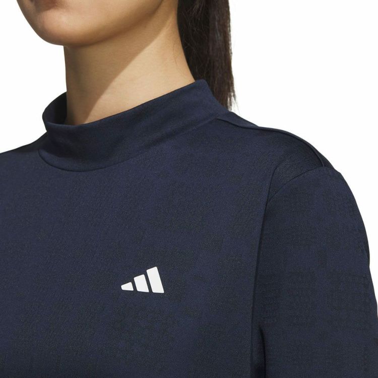 アディダス adidas レディース ジャカード 長袖 モックネック シャツ
