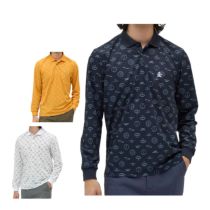 マンシングウェア Munsingwear　メンズ ロゴ総柄プリント 長袖 ポロシャツ MG5FLS80M　2025年モデル 詳細1
