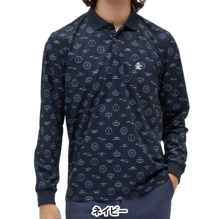 マンシングウェア Munsingwear メンズ ロゴ総柄プリント 長袖