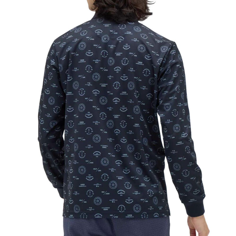 マンシングウェア Munsingwear　メンズ ロゴ総柄プリント 長袖 ポロシャツ MG5FLS80M　2025年モデル 詳細1 詳細3