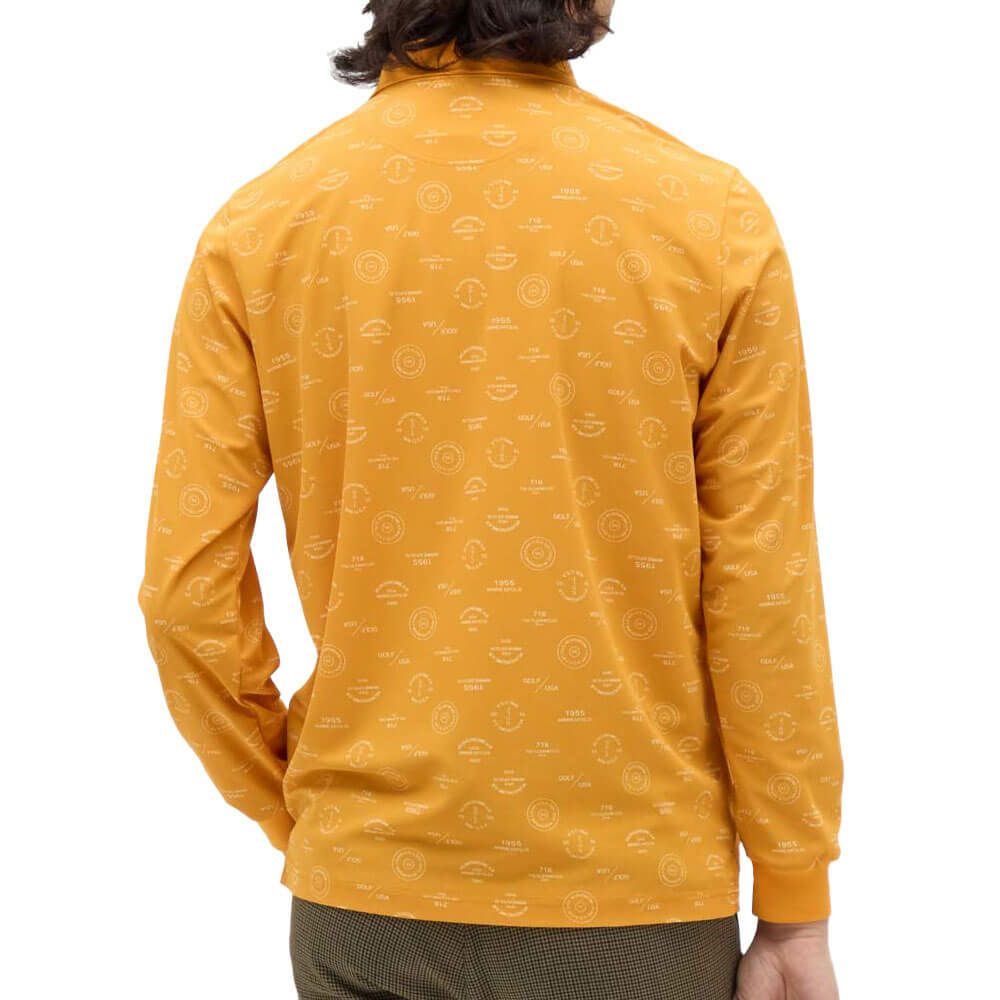 マンシングウェア Munsingwear　メンズ ロゴ総柄プリント 長袖 ポロシャツ MG5FLS80M　2025年モデル 詳細1 詳細5