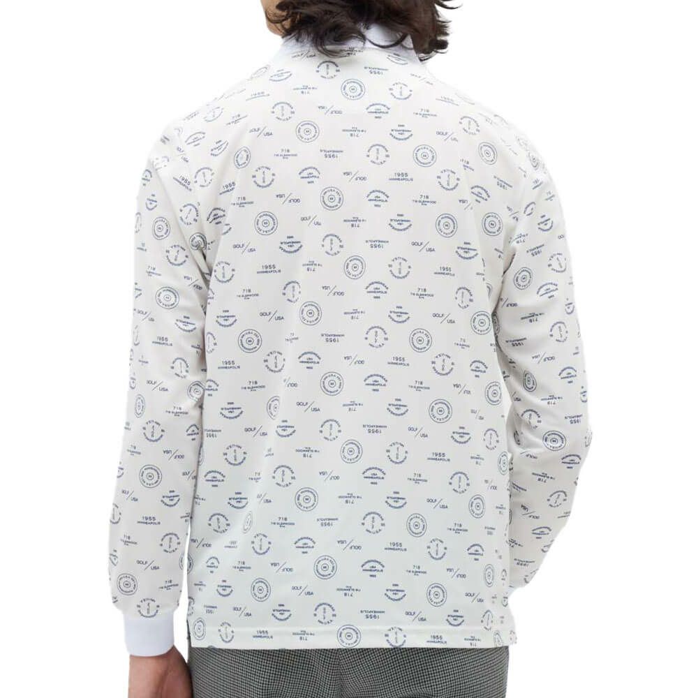 マンシングウェア Munsingwear　メンズ ロゴ総柄プリント 長袖 ポロシャツ MG5FLS80M　2025年モデル 詳細1 詳細7