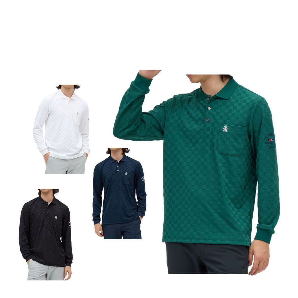 マンシングウェア Munsingwear　メンズ リンクスジャカード 長袖 ポロシャツ MG5FLS81M　2025年モデル 詳細1