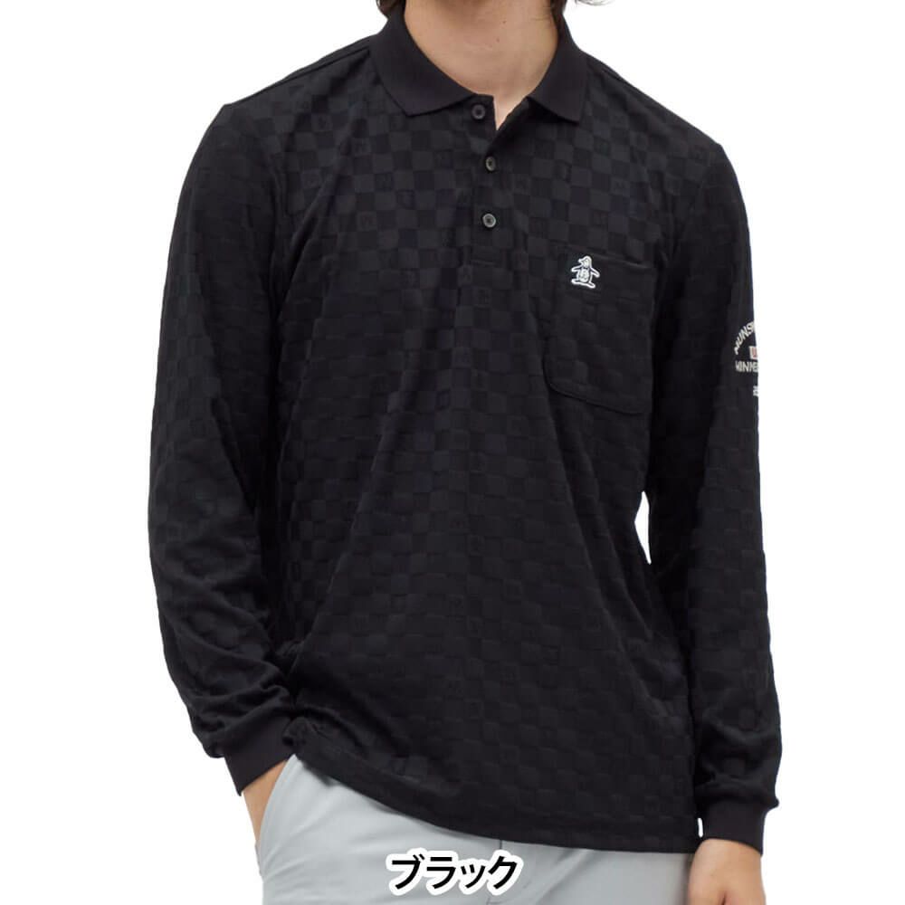 マンシングウェア Munsingwear　メンズ リンクスジャカード 長袖 ポロシャツ MG5FLS81M　2025年モデル 詳細1 詳細2