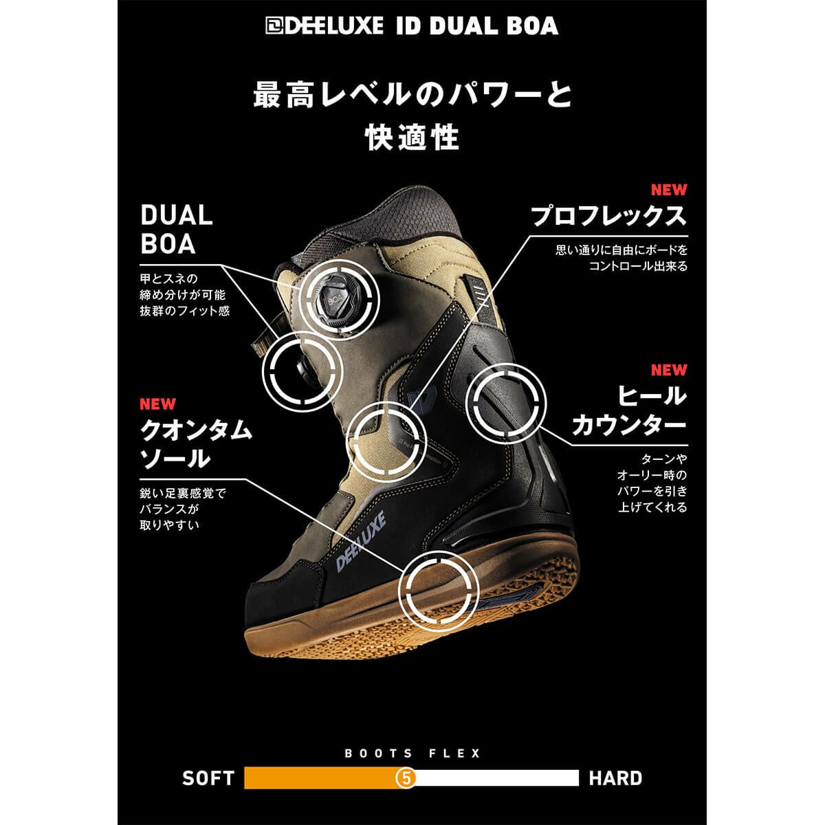 ディーラックス DEELUXE　ID DUAL BOA アイディ デュアル ボア ESSENTIAL BLACK　スノーボード ブーツ 2025-2026 詳細2