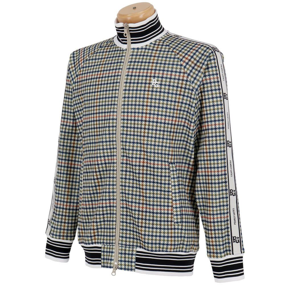 パーリーゲイツ PEARLY GATES　メンズ Peストレッチメッシュ ガンクラブチェック柄 長袖 フルジップ ジャケット 053-5220917　2025年モデル ブラウンベース 詳細3